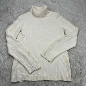 Polo Jeans Co Ralph Lauren Women's L Cream Ivory Cotton Turtle-Neck Sweater